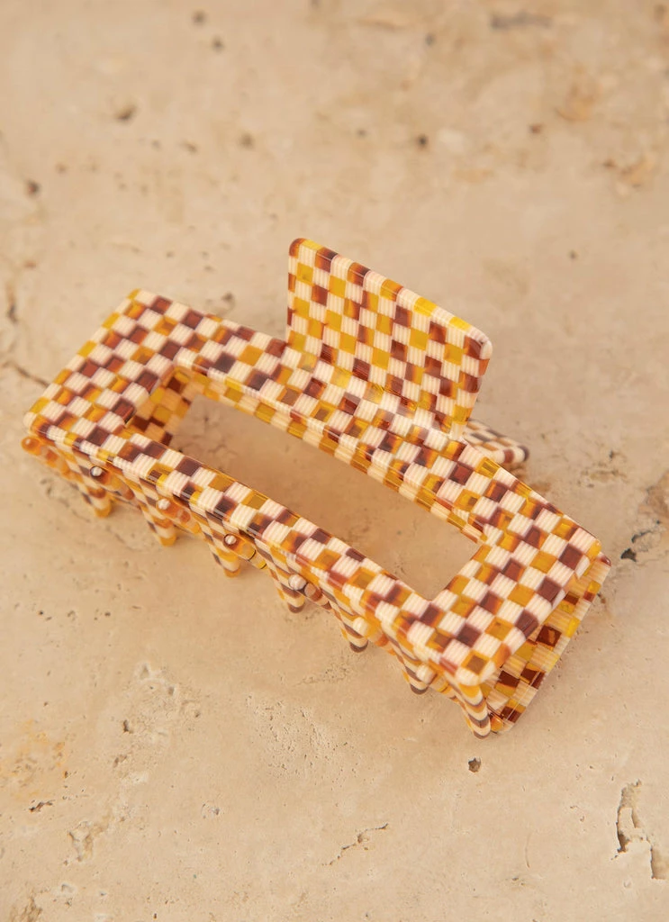 Peppermayo - Alba Hair Clip - Yellow Check 8 Peppermayo - Alba Hair Clip - Yellow Check - Image 6