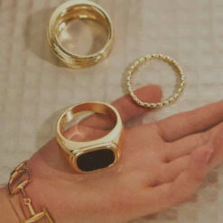 Peppermayo - Turlington Ring Set - Gold & Black -Accessories Shop 95b6ce25b5814b049ee9b8b01e6955ac 1024x1024
