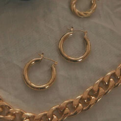 Peppermayo - Long Lunch Gold Hoop Earring - Gold -Accessories Shop 9c4de9a9481f4061bf03265f86909c06 1024x1024