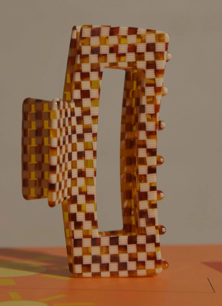 Peppermayo - Alba Hair Clip - Yellow Check 5 Peppermayo - Alba Hair Clip - Yellow Check - Image 3