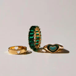 Riley Hubatka X Peppermayo - A Fairytale Ring Set - Gold And Green