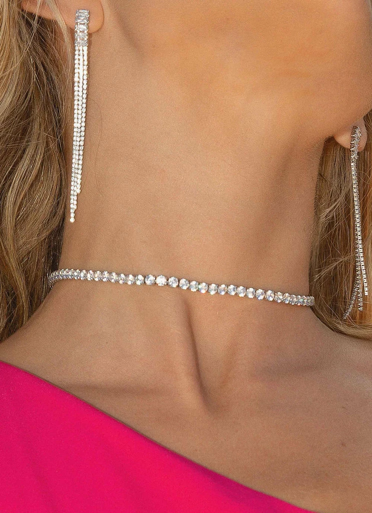 Peppermayo - Head Over Heels Diamante Necklace - Silver 3 Peppermayo - Head Over Heels Diamante Necklace - Silver