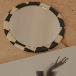 Peppermayo - Irina Mini Hand Mirror - Black And White Check